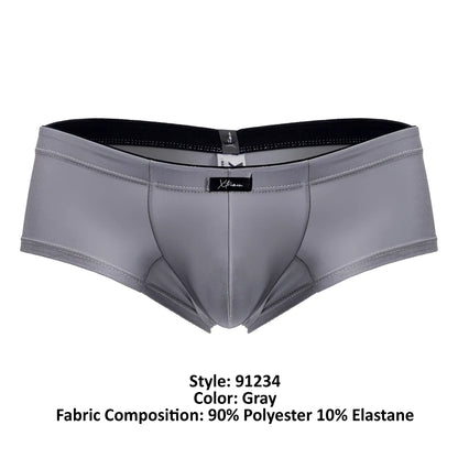 Gray xtremen 91234 microfiber trunks men’s briefs with black elastic waistband and subtle stitching details