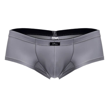 Gray xtremen 91234 microfiber trunks with black waistband and subtle stitching details for men