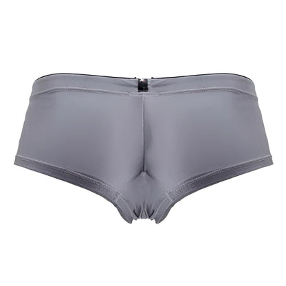 Gray xtremen 91234 microfiber trunks with smooth stretchy fabric and black trim along the waistband