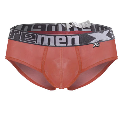 Orange mesh men’s briefs with gray elastic waistband featuring xc logo in xtremen 91236 microfiber briefs fuchsia color