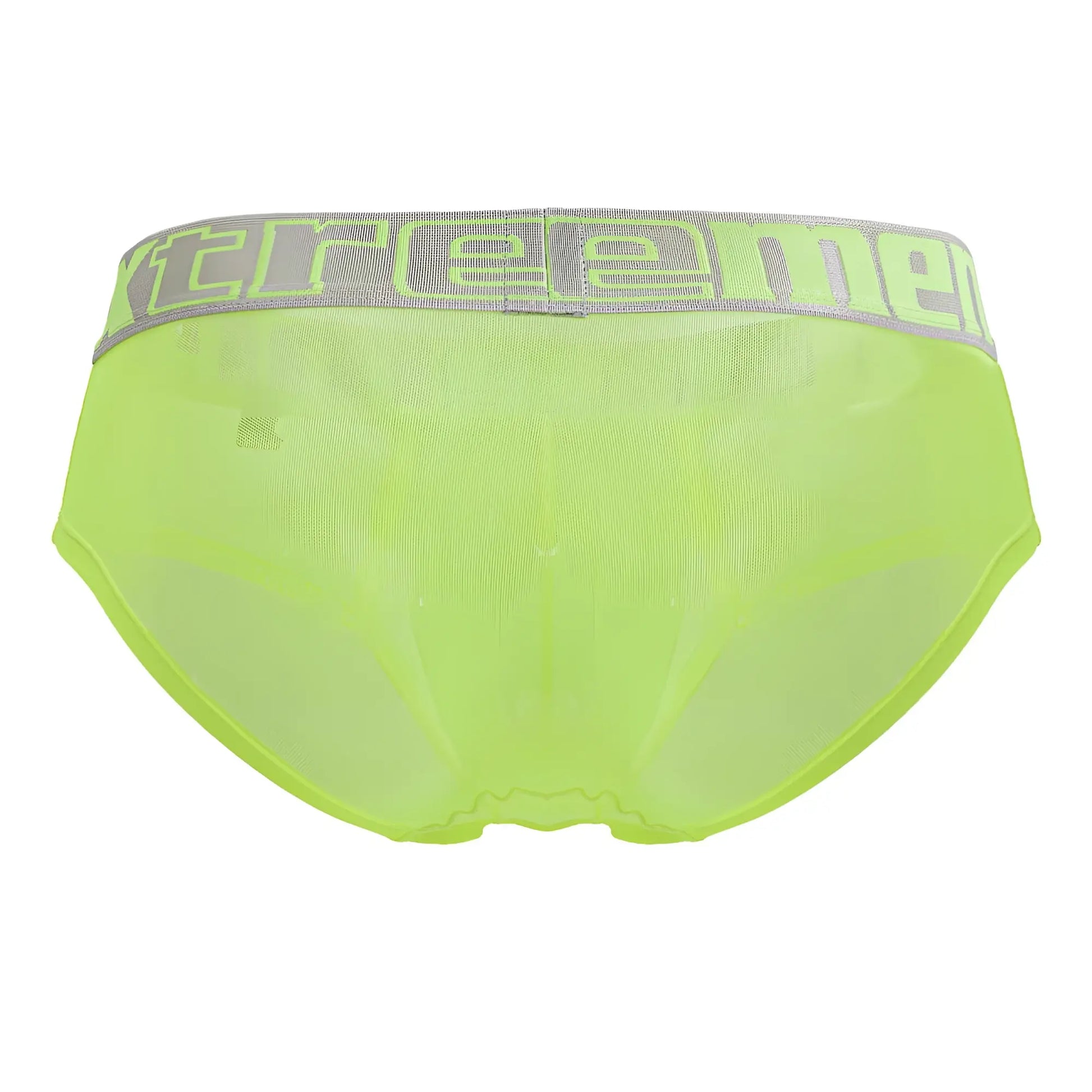 Xtremen 91236 microfiber briefs in neon green mesh with gray elastic waistband and neon green xtreme logo