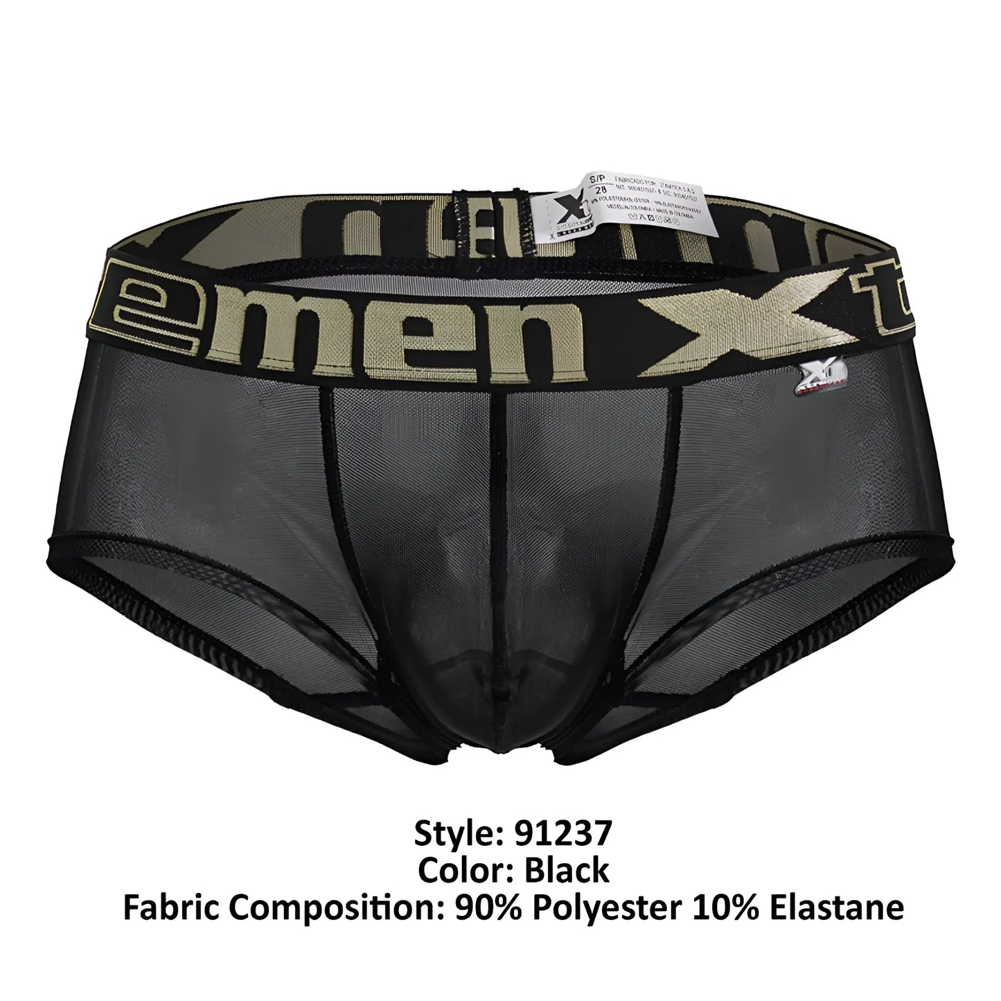 Black mesh men’s microfiber trunks with bold olive green and black xmen elastic waistband xtremen 91237 model