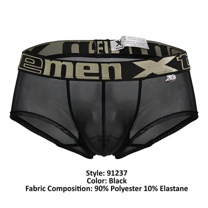 Black mesh men’s microfiber trunks with bold olive green and black xmen elastic waistband xtremen 91237 model