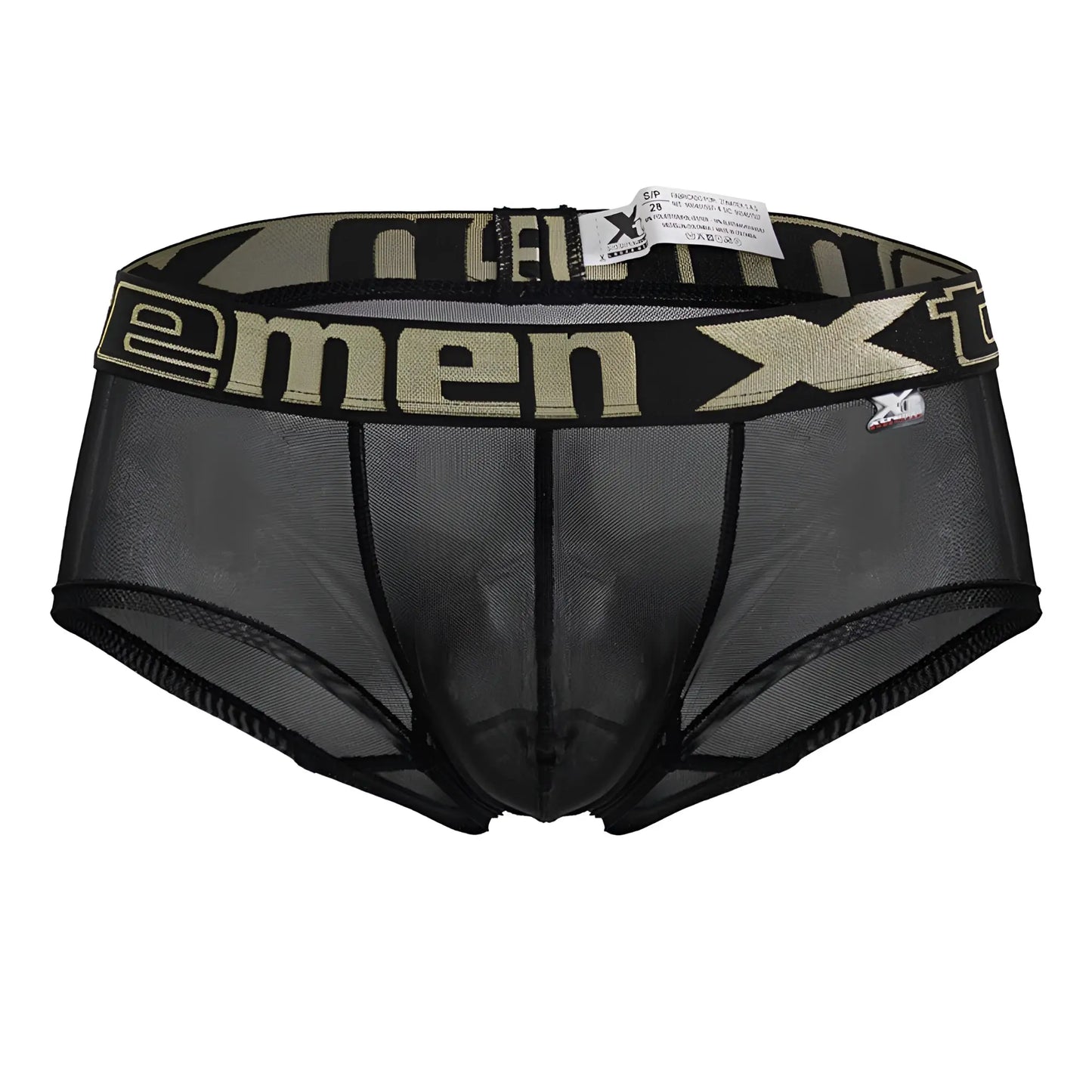 Xtremen 91237 microfiber trunks in black with black mesh fabric and a camouflage waistband featuring the xmen logo