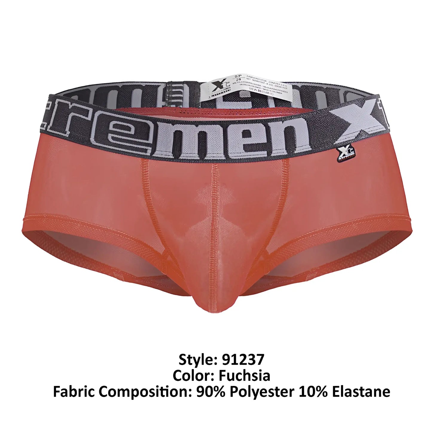 Xtremen 91237 microfiber trunks in fuchsia sheer fabric with black and gray xtrememen logo waistband for men