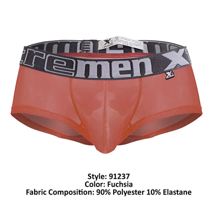 Xtremen 91237 microfiber trunks in fuchsia sheer fabric with black and gray xtrememen logo waistband for men
