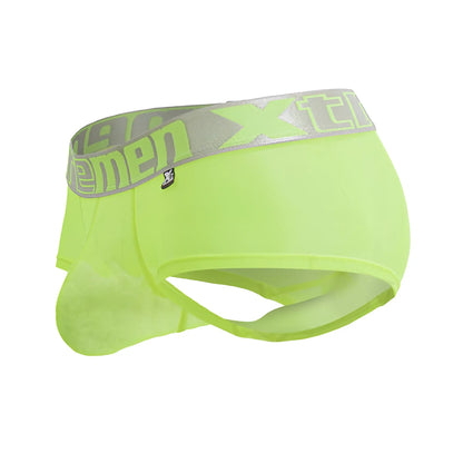 Xtremen 91237 microfiber trunks in bright neon green with gray waistband and neon green xtreme logo lettering