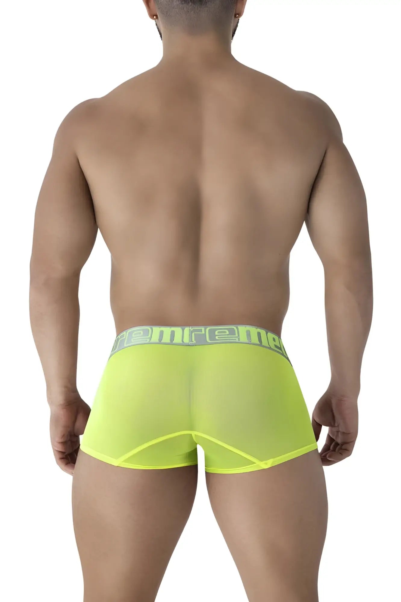 Neon green sheer microfiber boxer briefs with emre branded elastic waistband xtremen 91237 trunks