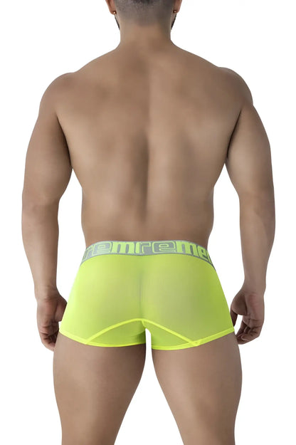 Neon green sheer microfiber boxer briefs with emre branded elastic waistband xtremen 91237 trunks