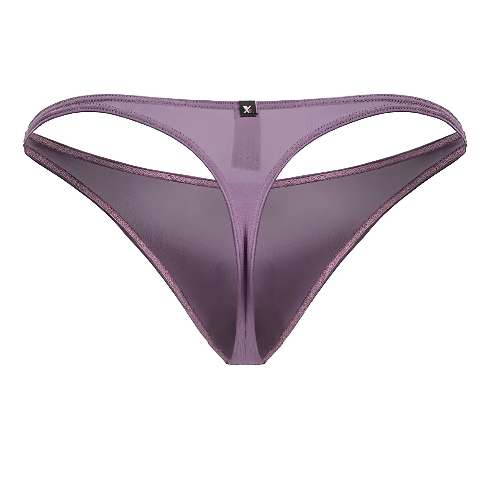Purple blackberry microfiber thong from Xtremen 91238 with a thin supportive waistband and delicate edge stitching