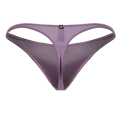 Purple blackberry microfiber thong from Xtremen 91238 with a thin supportive waistband and delicate edge stitching
