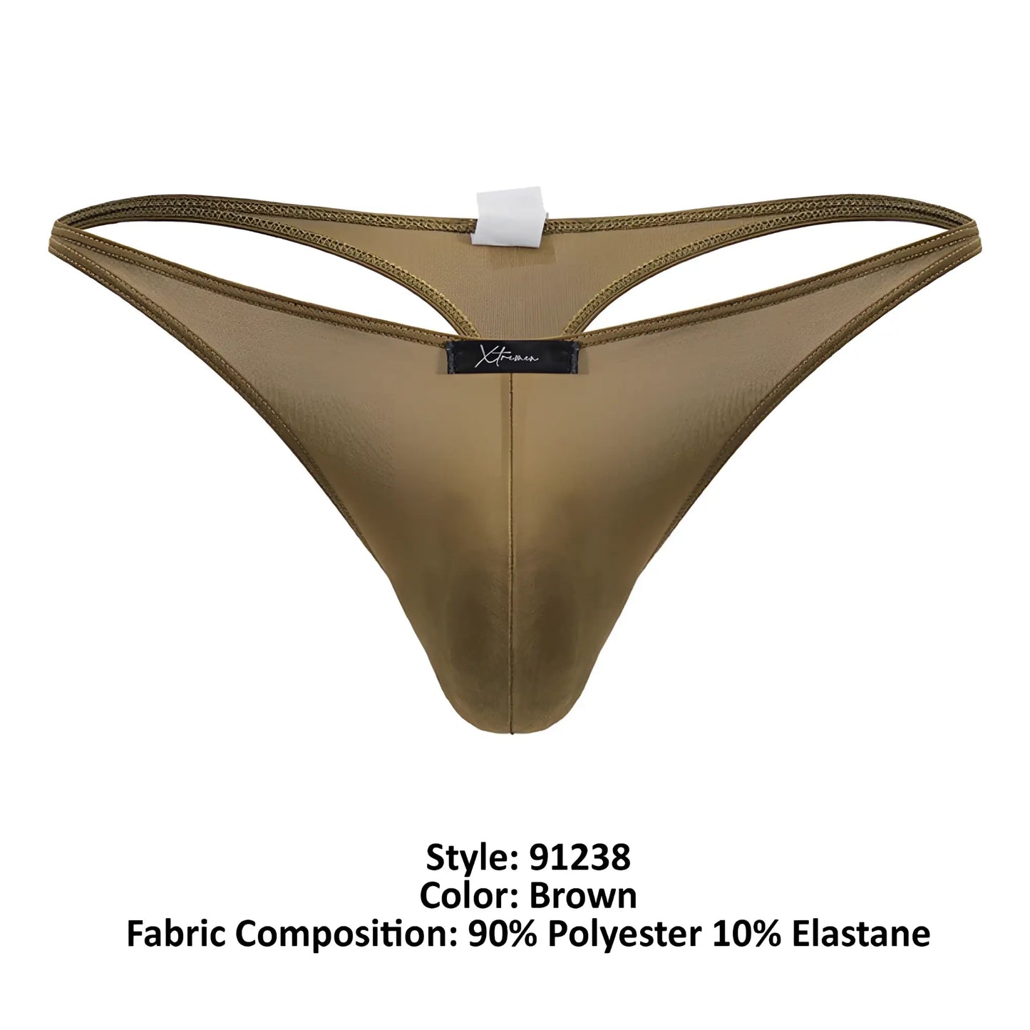 Brown xtremen 91238 microfiber thong made from smooth polyester-elastane blend with a sleek form-fitting design