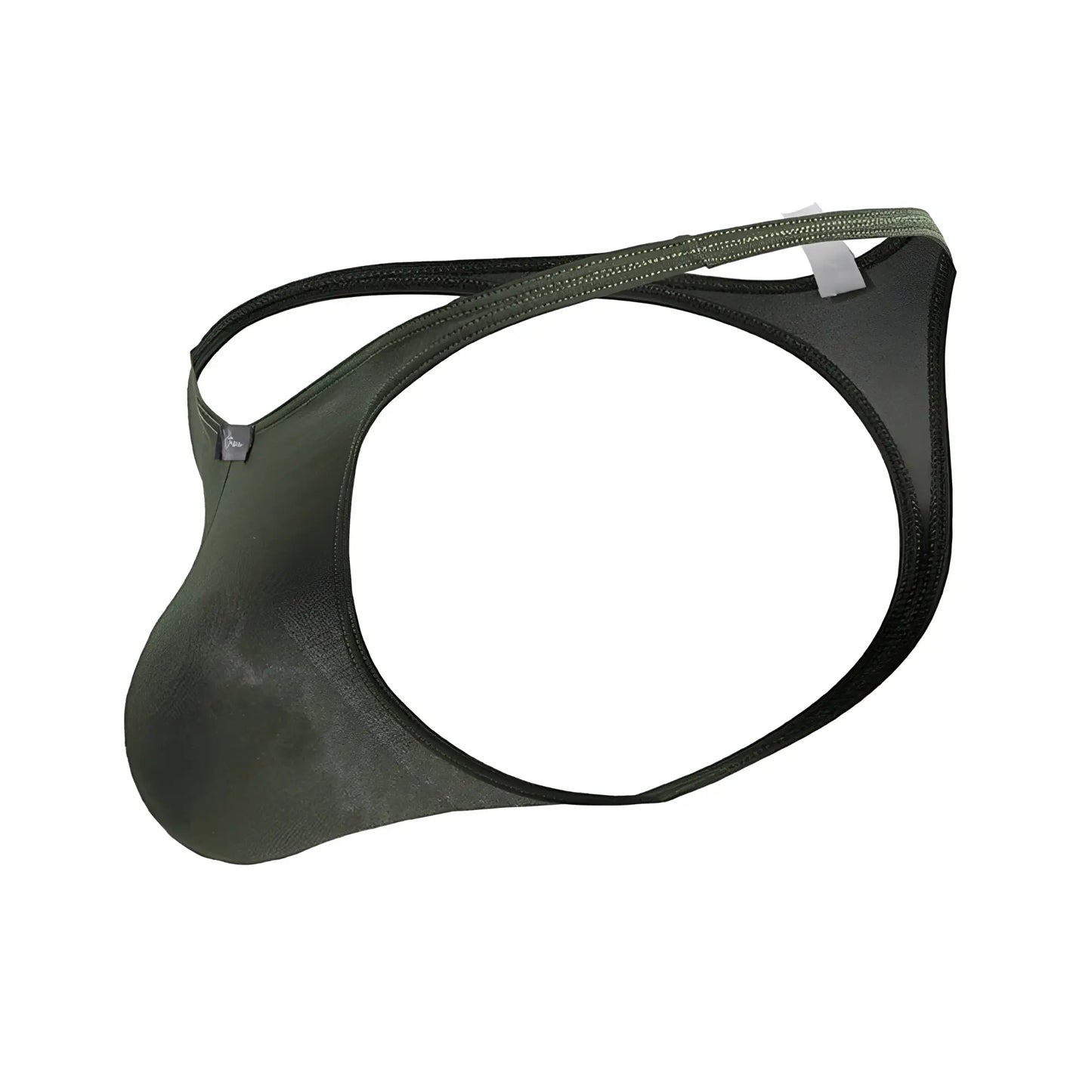 Olive green xtremen 91238 microfiber men’s thong with smooth stretchy fabric black trim and sleek design