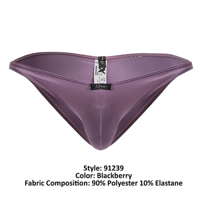 Purple satin-like microfiber briefs for men with a sleek design and black brand tag in blackberry color by Xtremen
