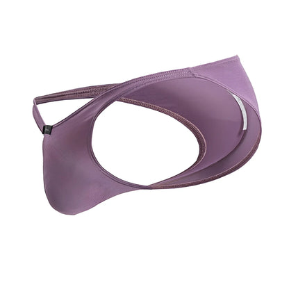 Purple stretchy microfiber bikini briefs in blackberry with sleek modern design and subtle stitching details