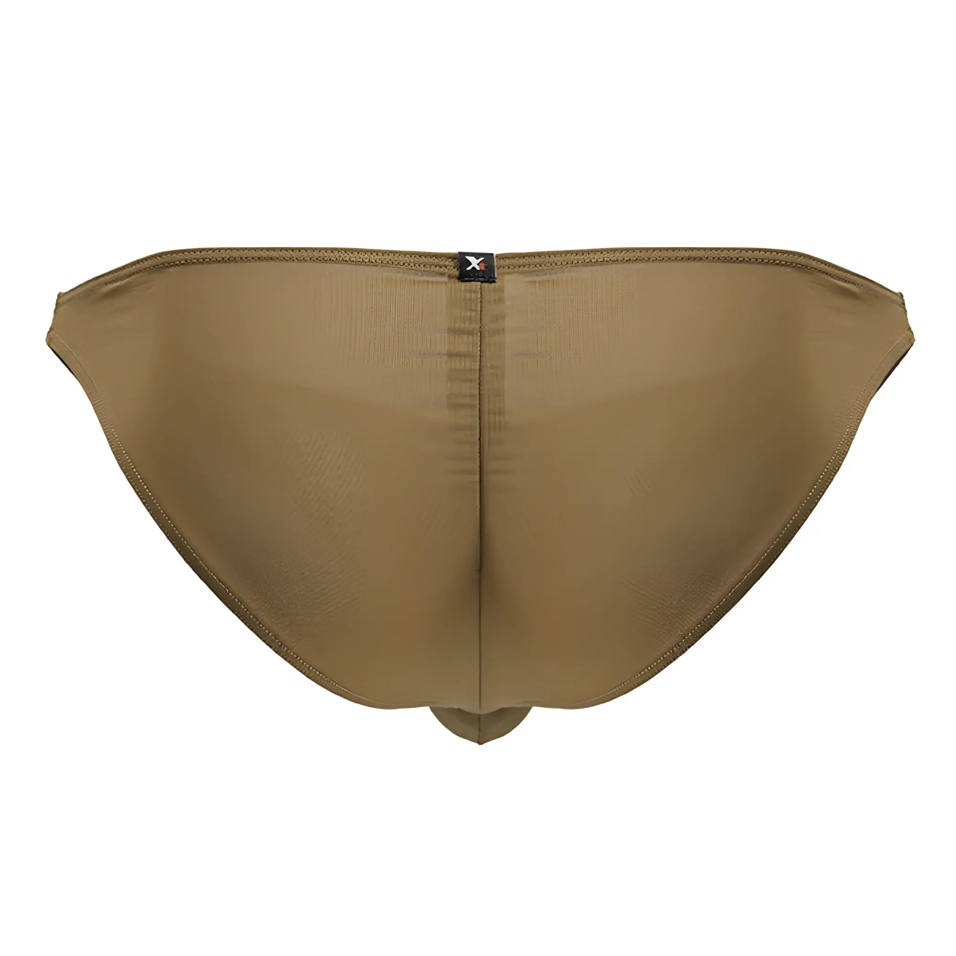 Tan-colored Xtremen 91239 microfiber bikini briefs with subtle texture and small black brand tag on the back side