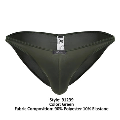 Dark green xtremen 91239 microfiber bikini briefs made of 90 polyester and 10 elastane form-fitting design