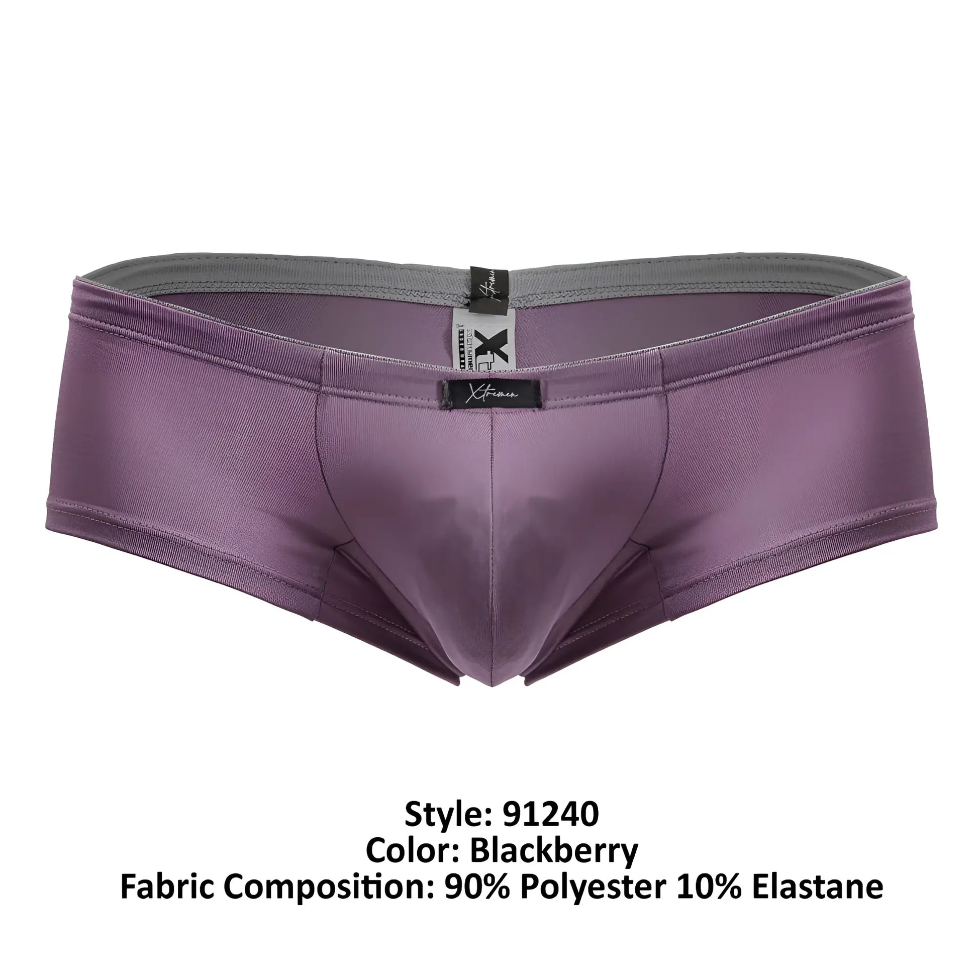 Xtremen 91240 microfiber trunks color blackberry in purple with gray waistband made of 90 polyester 10 elastane