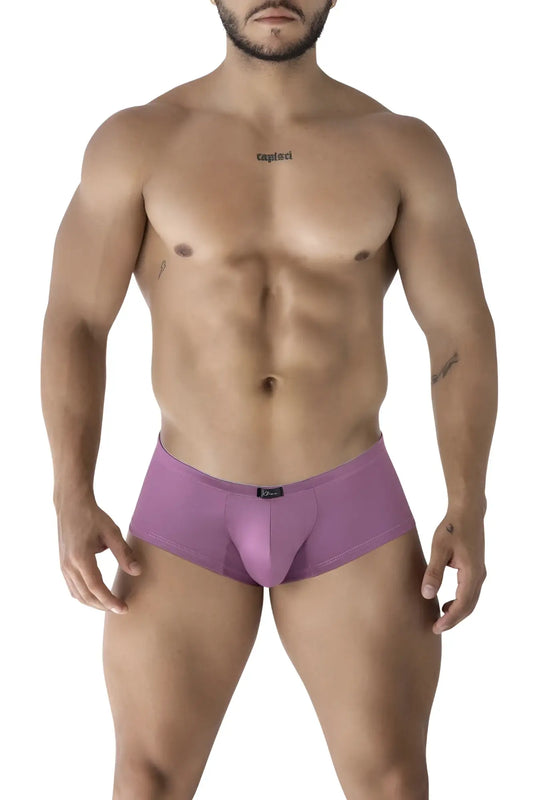 Purple xtremen 91240 microfiber trunks in blackberry color with smooth form-fitting design and small brand tag at waistband