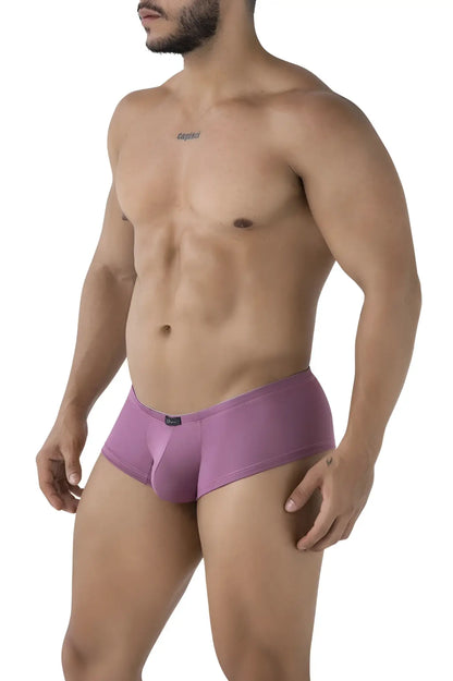 Purple xtremen 91240 microfiber trunks featuring smooth, form-fitting fabric and a small brand tag on the waistband