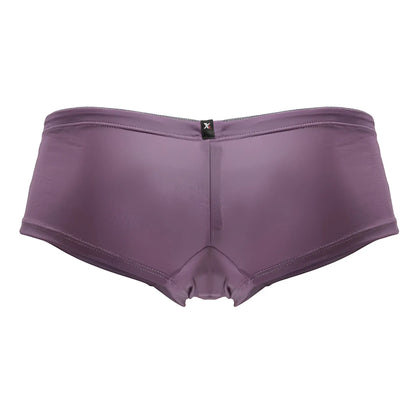 Purple seamless microfiber briefs with subtle textured fabric and black brand tag at waistband xtremen 91240 blackberry