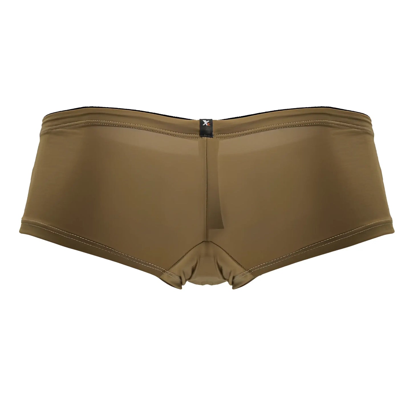 Xtremen 91240 microfiber trunks in brown with tan form-fitting stretchy fabric and black waistband trim