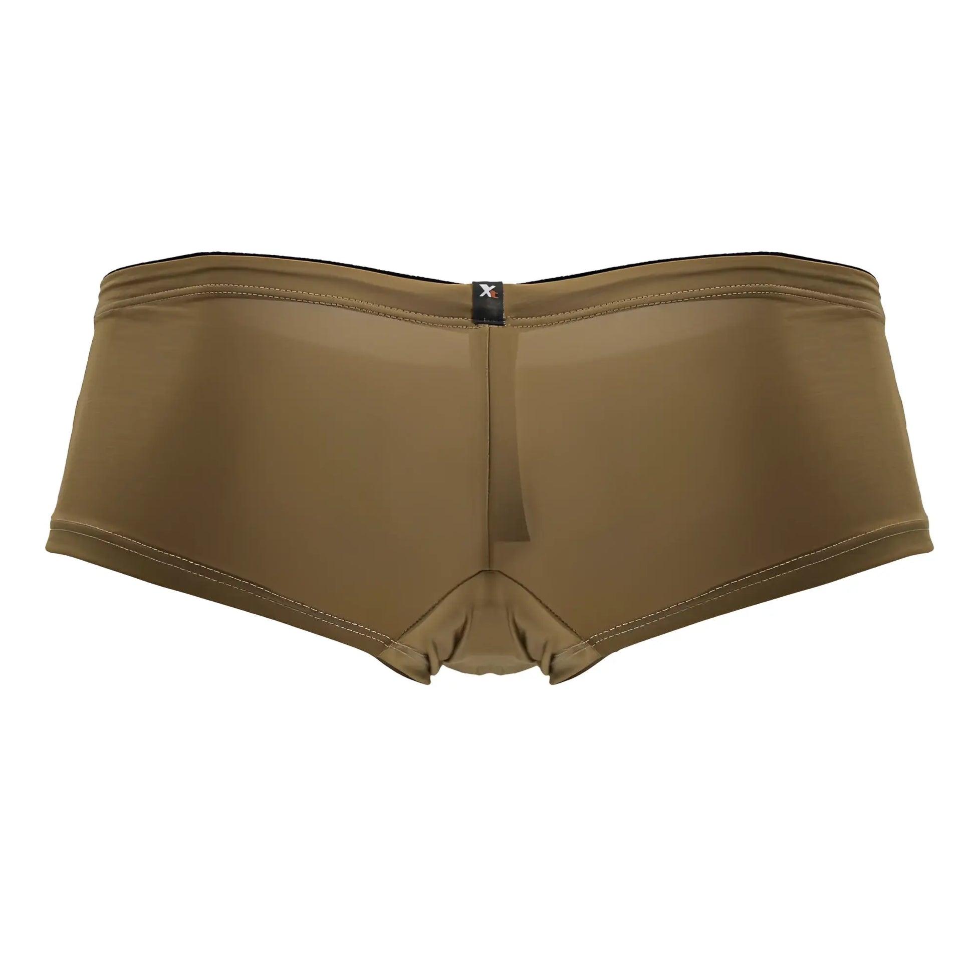 Xtremen 91240 microfiber trunks in brown with tan form-fitting stretchy fabric and black waistband trim