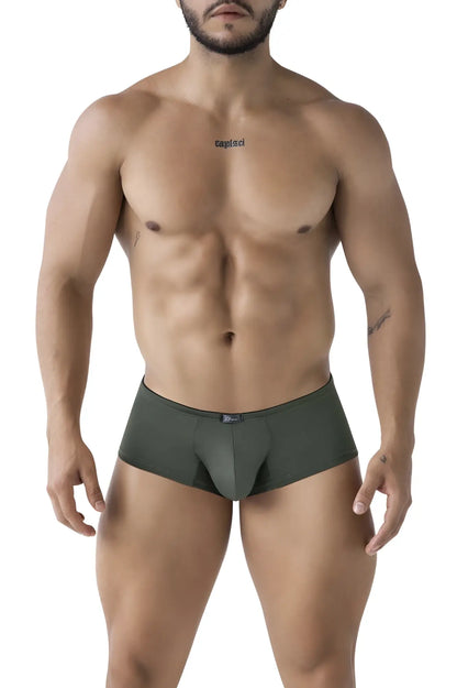 Dark olive green xtremen 91240 microfiber trunks with sleek form-fitting design and subtle logo on the waistband