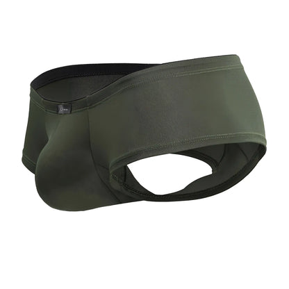 Xtremen 91240 microfiber trunks green olive men’s briefs with black trim and sleek form-fitting design