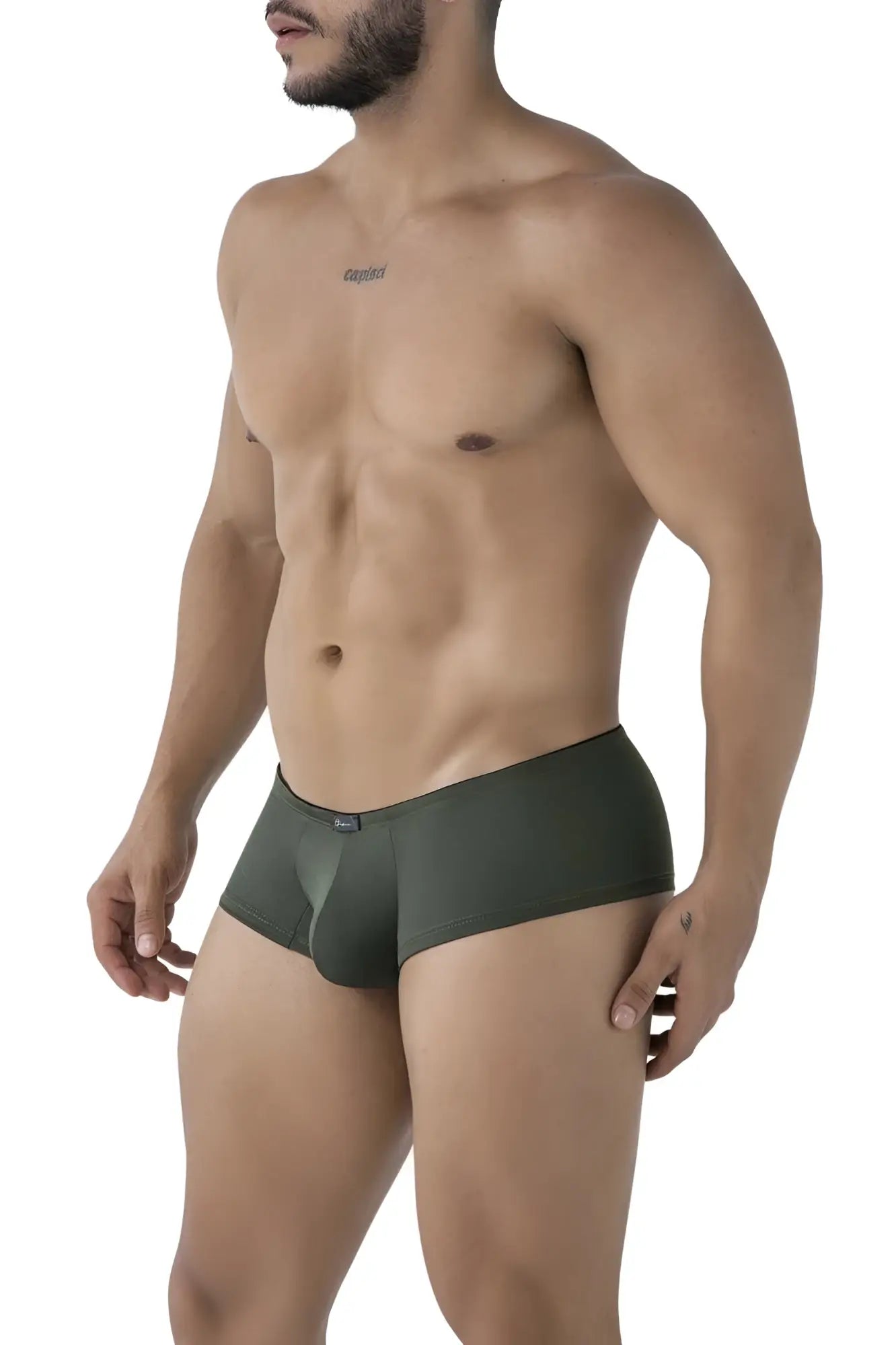 Xtremen 91240 microfiber trunks green olive men’s briefs with sleek form-fitting design and subtle brand tag at waistband