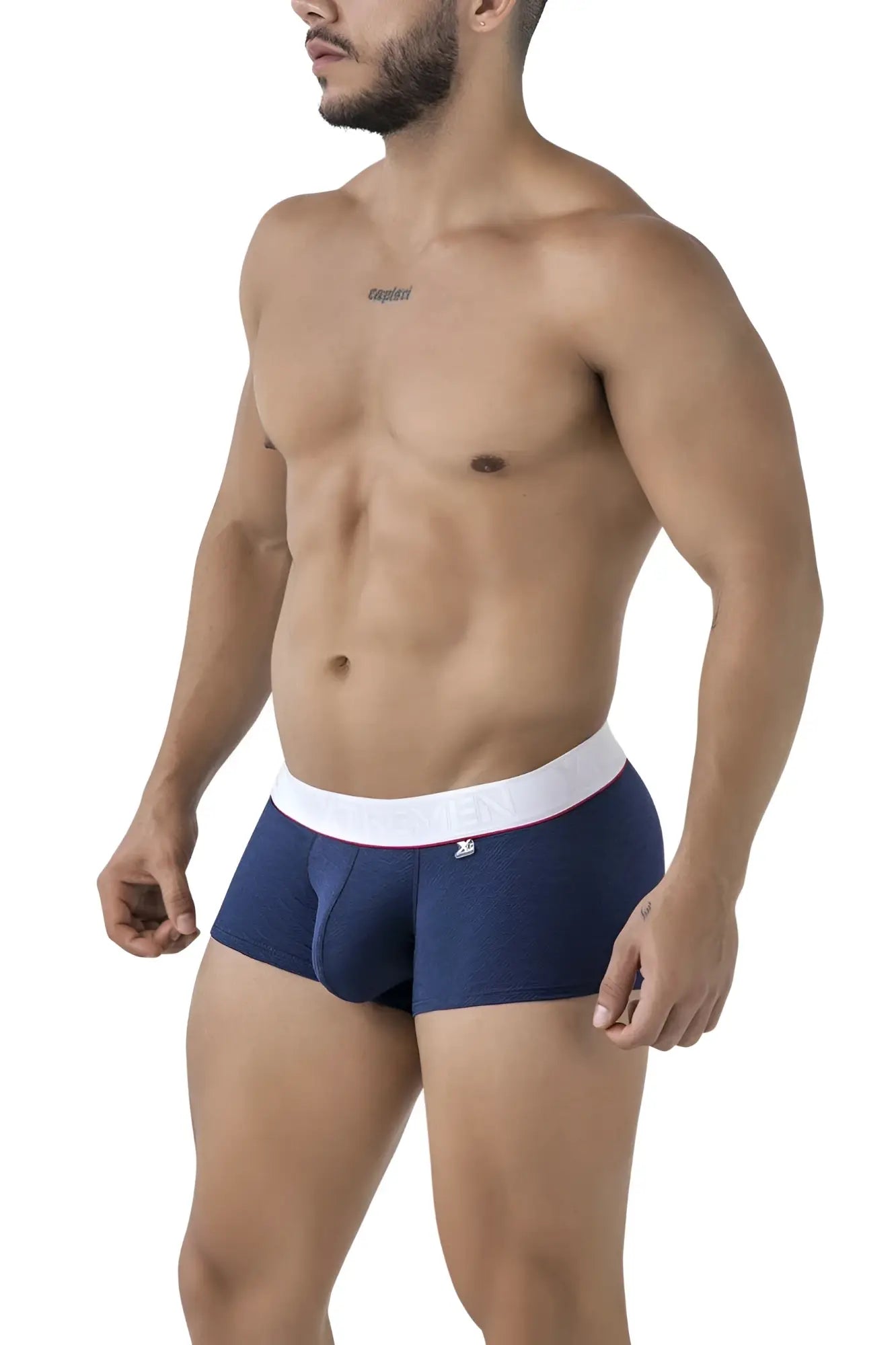 Navy blue Xtremen 91243 microfiber briefs with white waistband red trim and small front logo for comfortable wear
