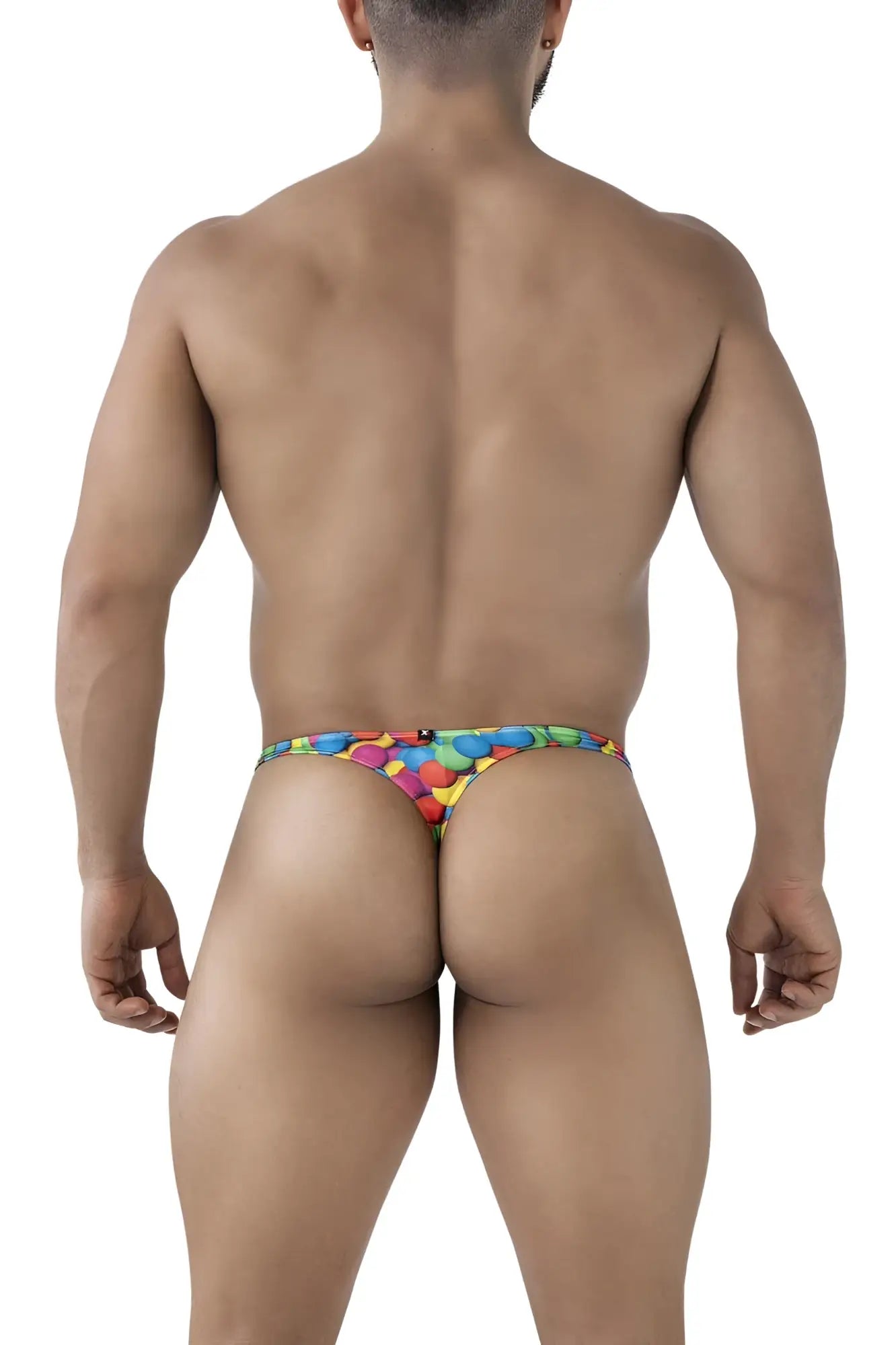 Colorful xtremen 91247 printed thong with vibrant rainbow geometric pattern in color bubbles design
