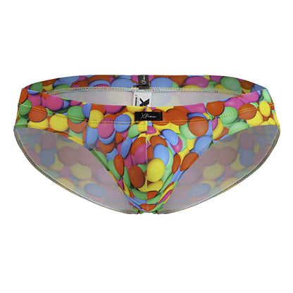 Xtremen 91248 printed briefs color bubbles vibrant multicolored candy-themed swim trunks with playful circle pattern