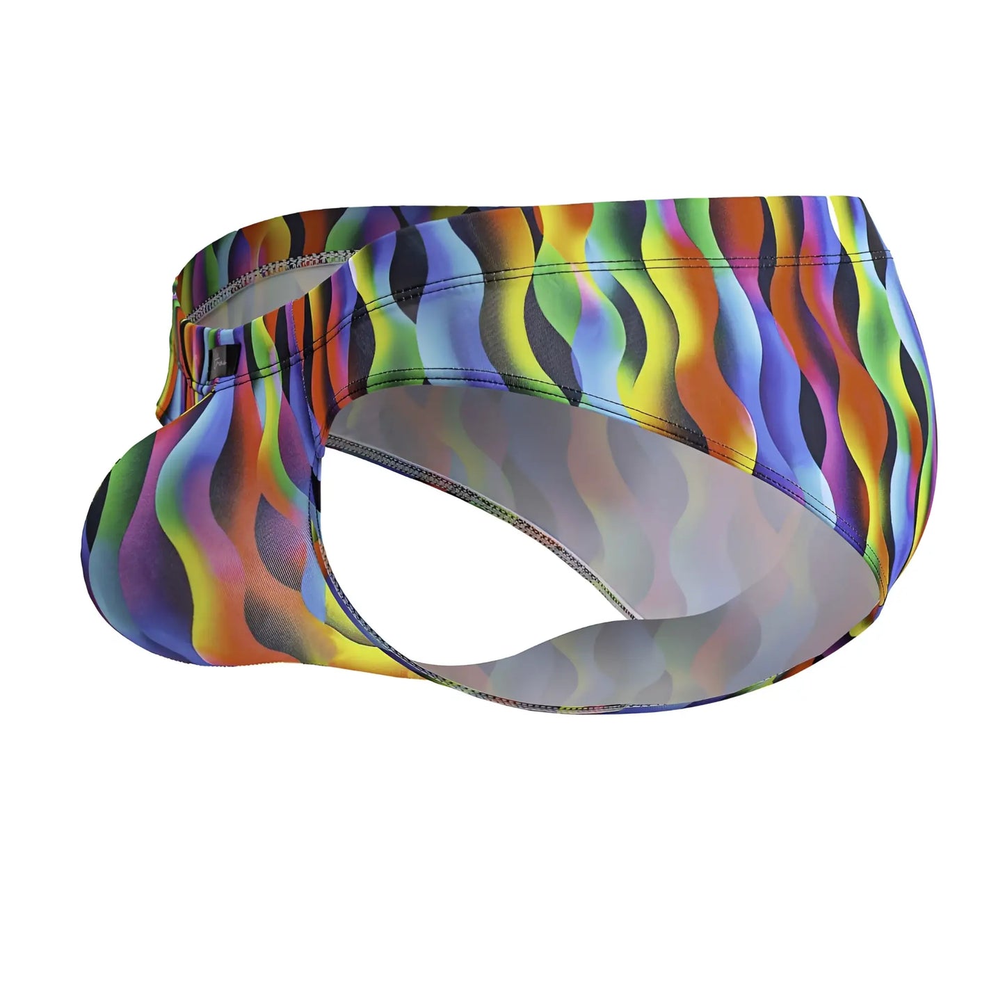 Xtremen 91248 printed briefs color waves with vibrant rainbow wave pattern and sleek form-fitting design swim trunks