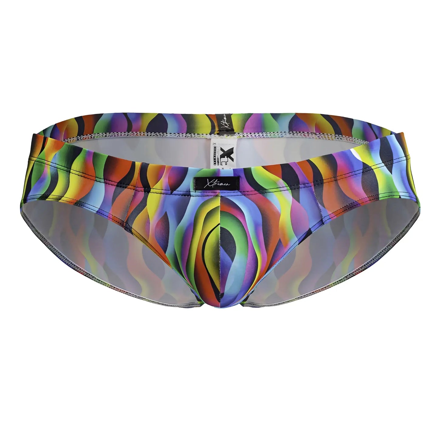 Xtremen 91248 vibrant rainbow wave-patterned swim trunks with a sleek form-fitting design for active use