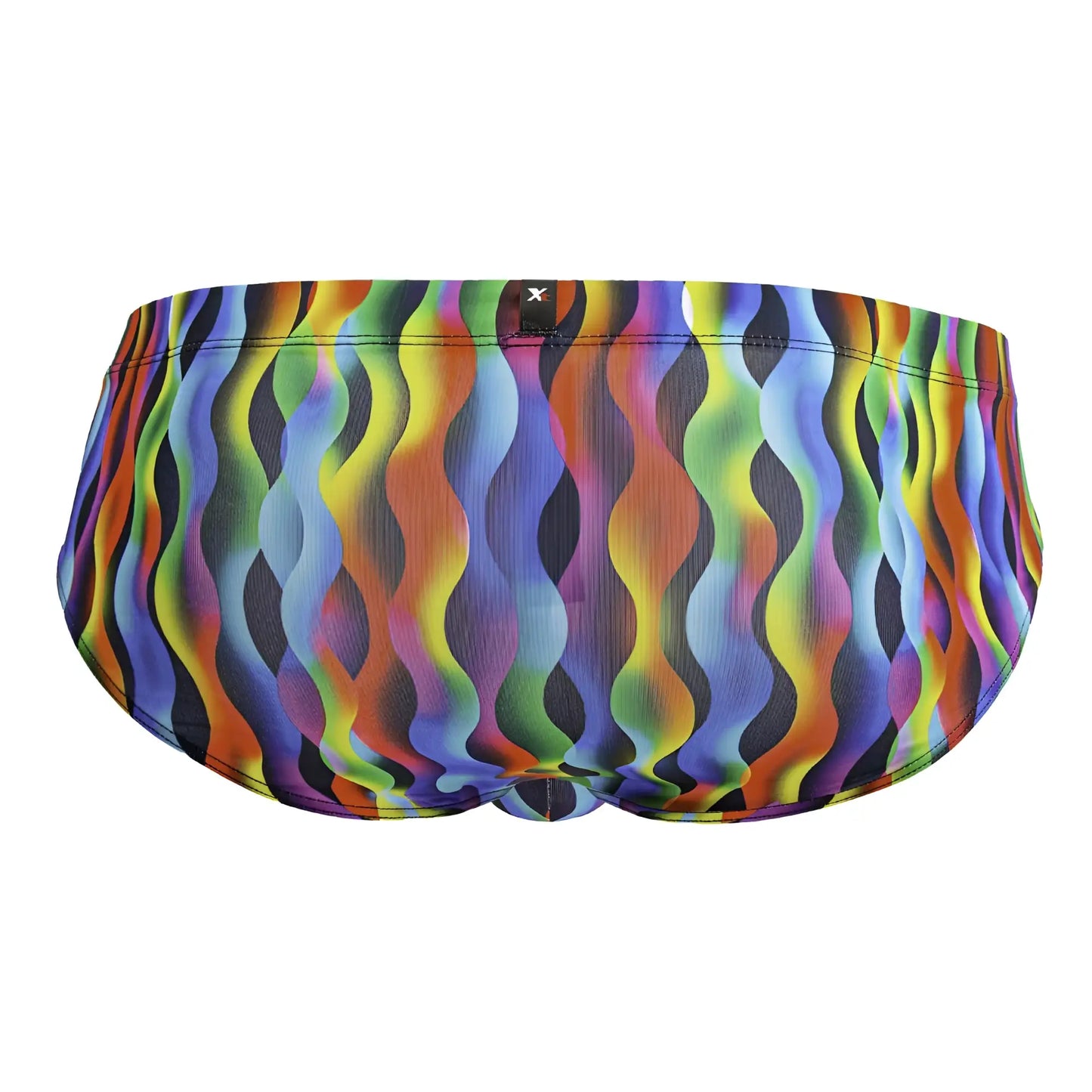 Xtremen 91248 printed briefs with vibrant rainbow wavy pattern and black elastic waistband with x brand tag