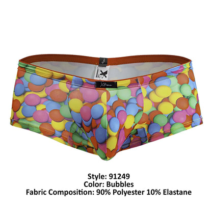Xtremen 91249 printed trunks color bubbles colorful bubble-themed men’s briefs with vibrant pattern and orange waistband