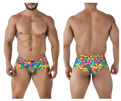 Xtremen 91249 printed trunks mens briefs with vibrant rainbow-colored bubble pattern for comfortable wear