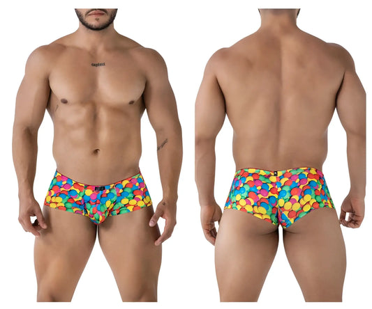 Xtremen 91249 printed trunks mens briefs with vibrant rainbow-colored bubble pattern for comfortable wear