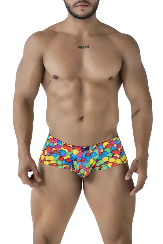 Xtremen 91249 printed trunks vibrant rainbow-colored brief with playful multicolored gumball pattern