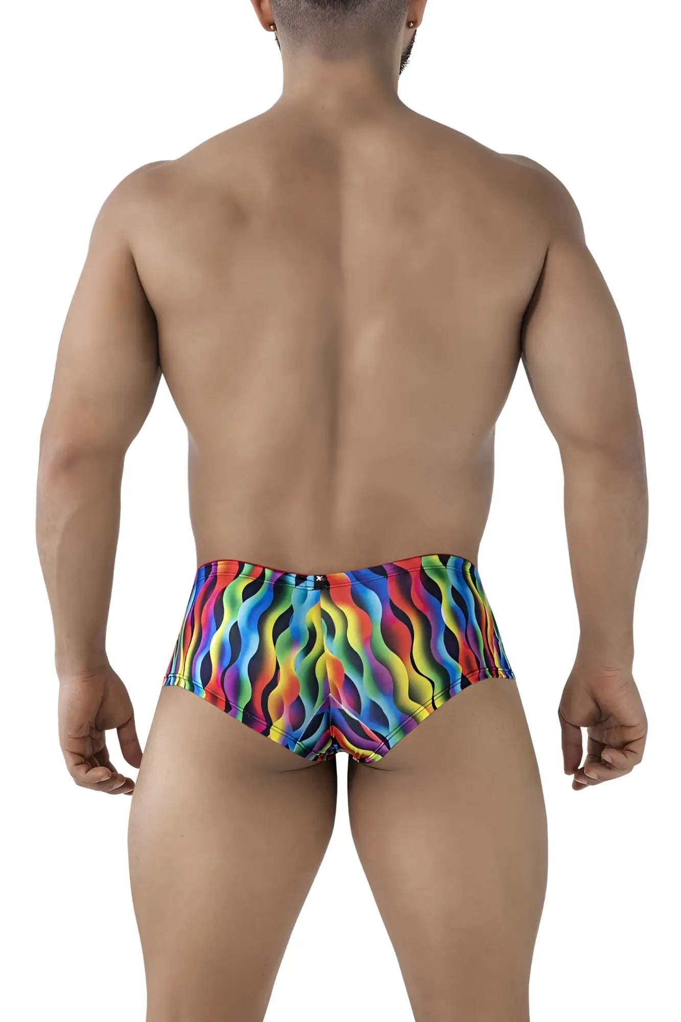 Xtremen 91249 printed trunks with vibrant rainbow wave-patterned design perfect for swimming and beach use