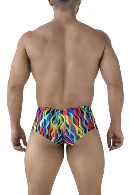 Xtremen 91249 printed trunks with vibrant rainbow wave-patterned design perfect for swimming and beach use