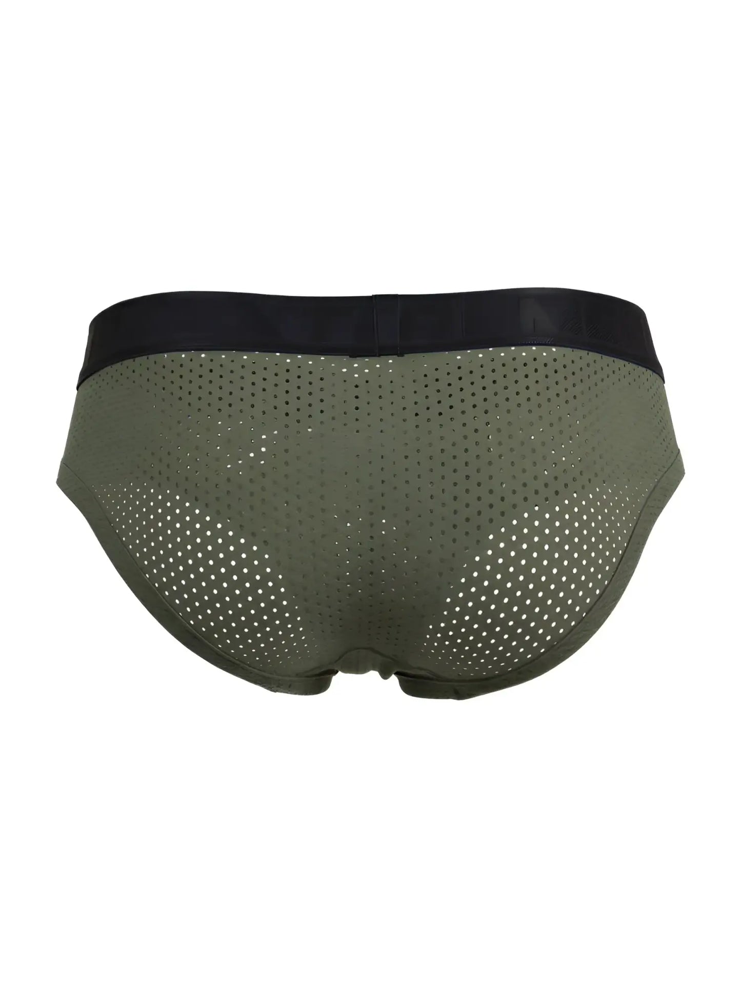 Xtremen 91250 microfiber mesh briefs in olive green with perforated design and black elastic waistband