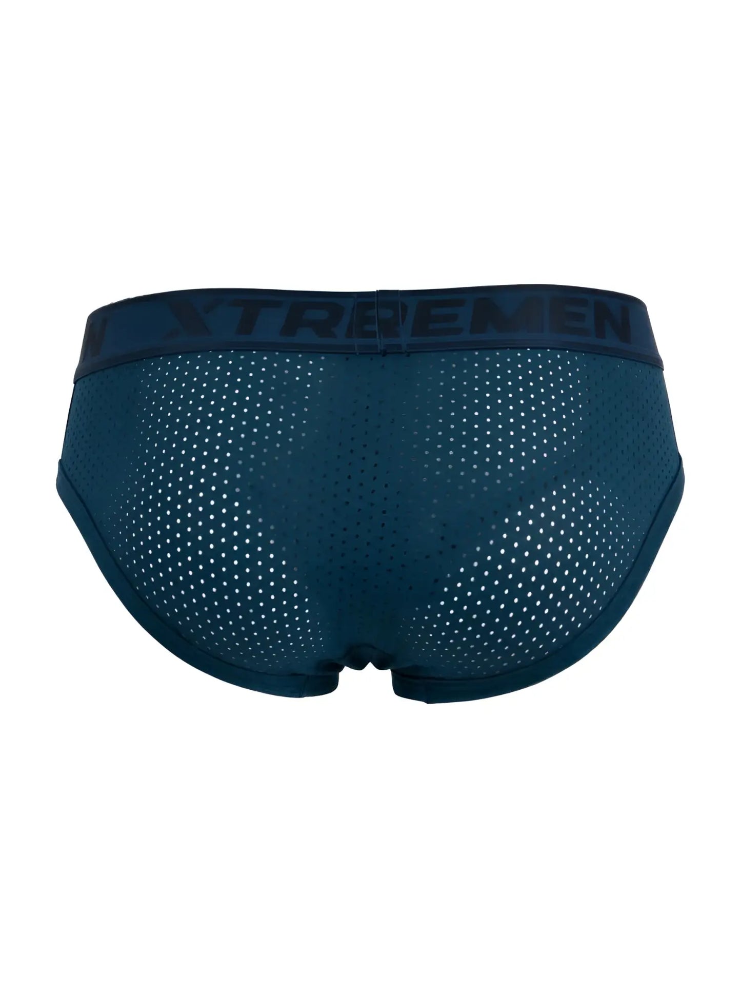 Dark teal microfiber mesh briefs with matching xtrememen logo elastic waistband in petrol color