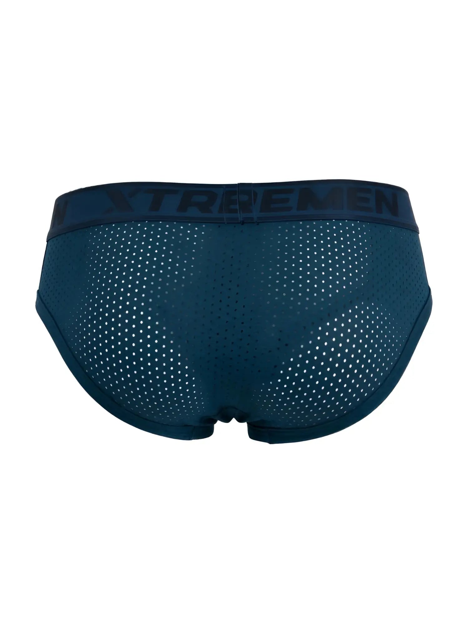 Dark teal microfiber mesh briefs with matching xtrememen logo elastic waistband in petrol color