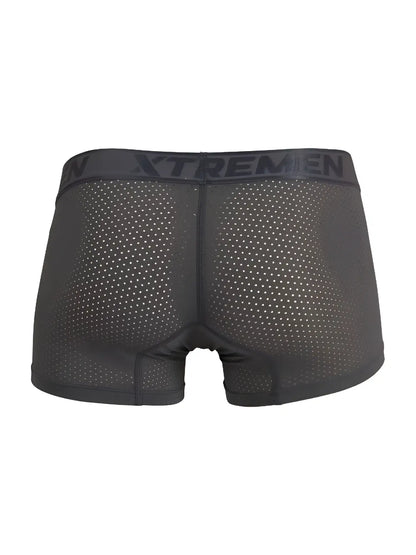 Black xtremen 91251 microfiber mesh boxer briefs with reinforced waistband in gray color for comfortable wear