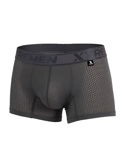 Xtremen 91251 microfiber mesh boxer briefs in dark gray with breathable fabric and branded elastic waistband