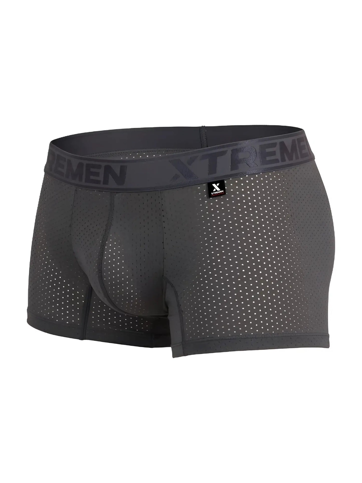 Dark gray xtremen 91251 microfiber mesh boxer briefs with breathable perforated design and elastic waistband