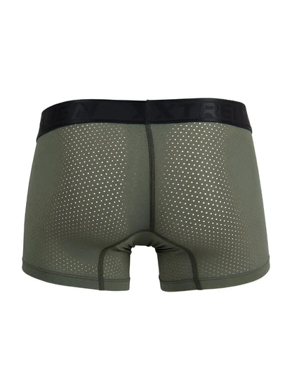 Olive green microfiber mesh boxer briefs with black extreme logo waistband military green xtremen 91251