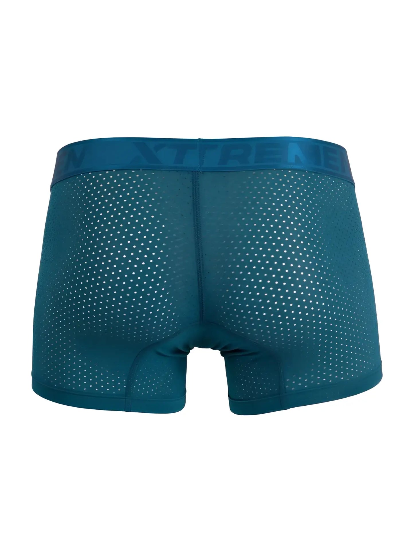 Teal microfiber mesh boxer briefs with matching xtreme logo waistband in petrol color for comfortable wear